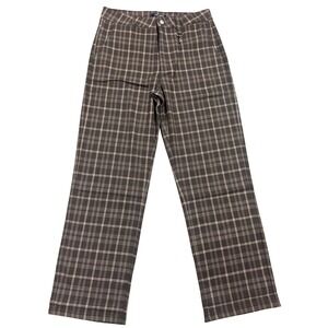 Vandal Mens Brown Plaid Trousers Straight Leg Check Pants Size Medium NWT